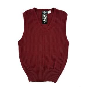 TURN ABOUT Vintage Mens XL Maroon Light Weight Acrylic Sweater Vest USA Made NOS